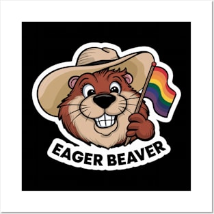 Eager Beaver With LGBT Pride Flag Posters and Art